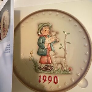 Vintage 1990 Hummel Plate - Boy & Lamb